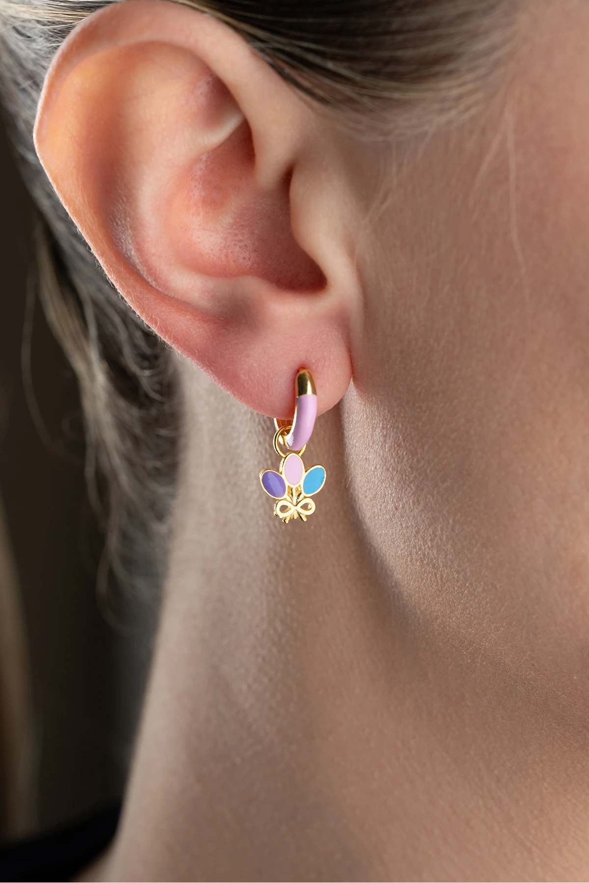 Gümüş Mineli Balon Çocuk Küpe