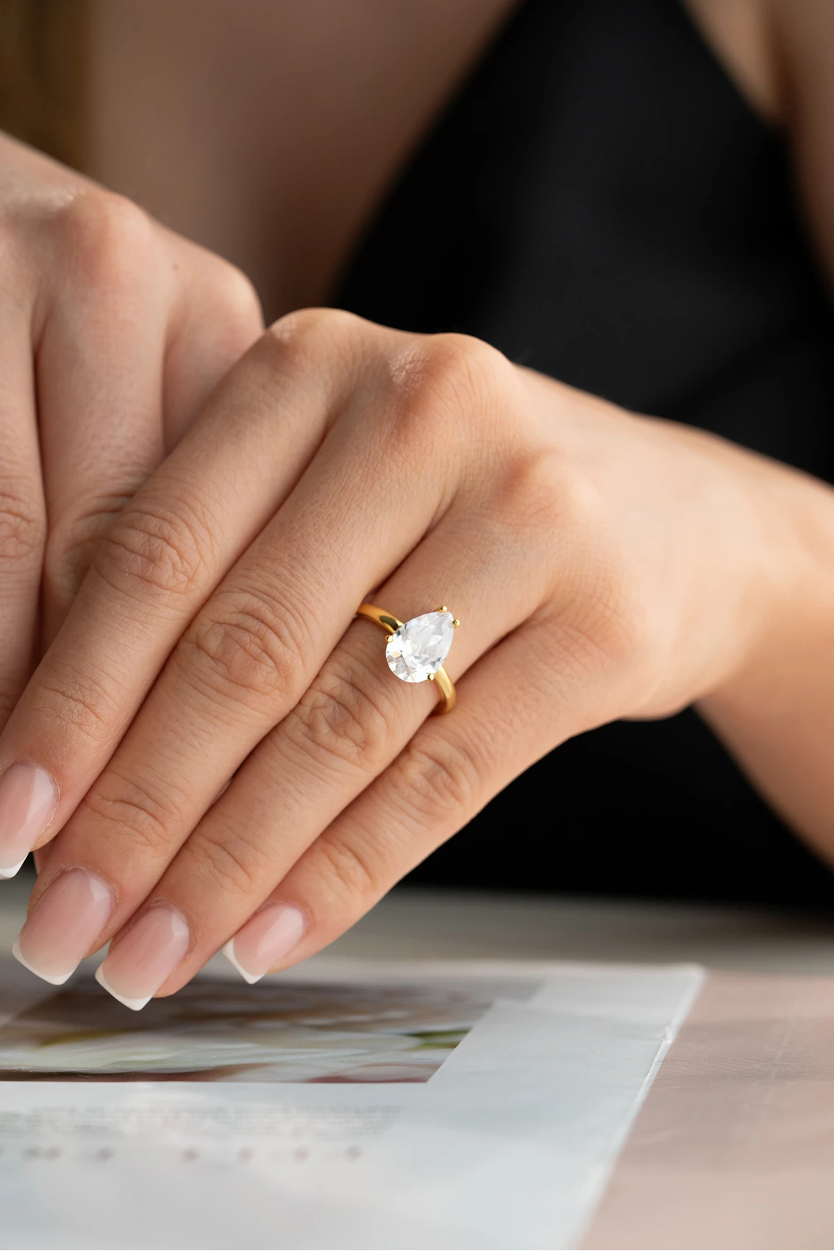 Gümüş Ayarlanabilir Damla Taş Yüzük