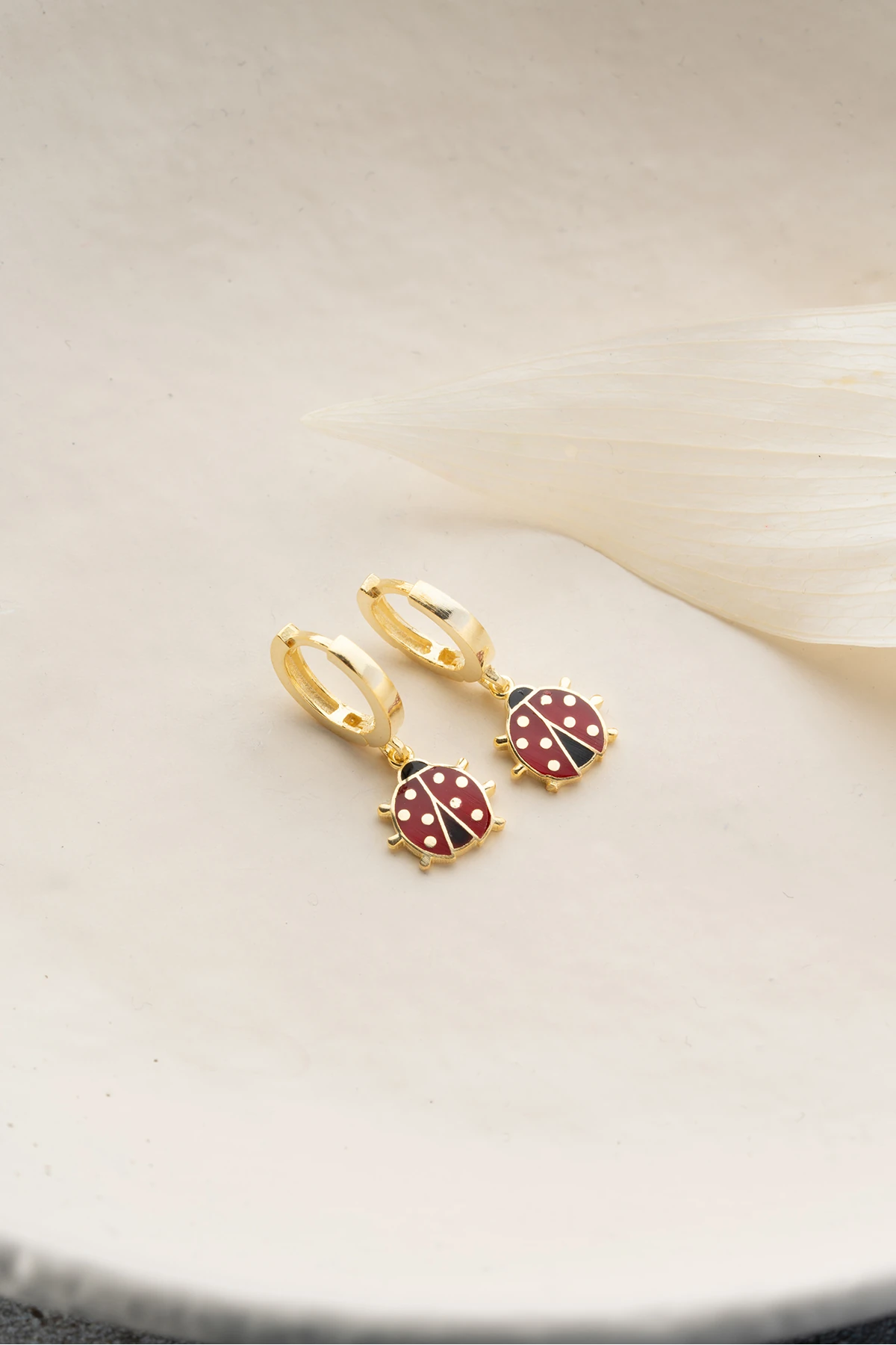 Gümüş Gold Uğur Böcekli Çocuk Küpe