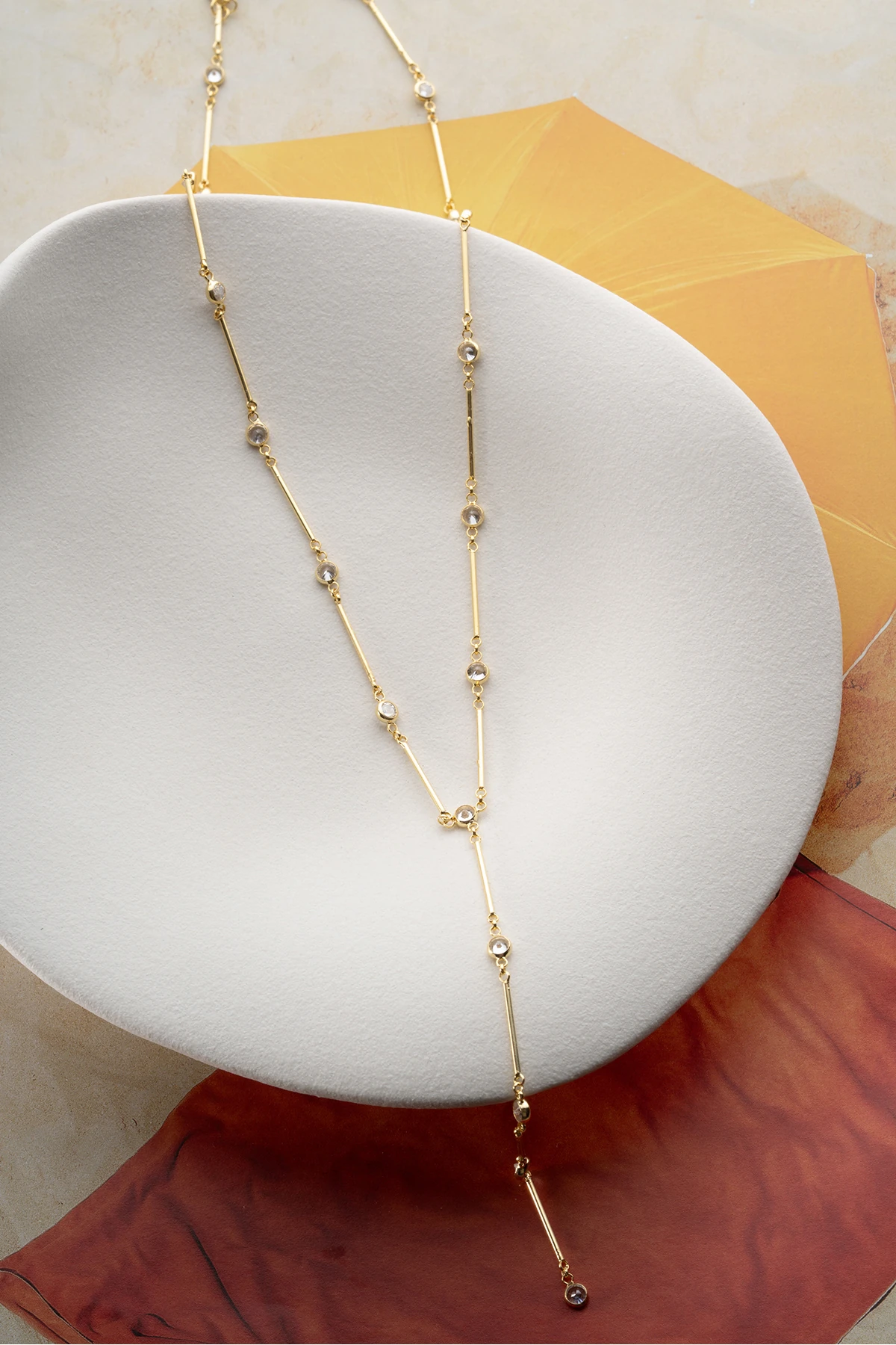 Gümüş Taşlı Y Zincir Kolye