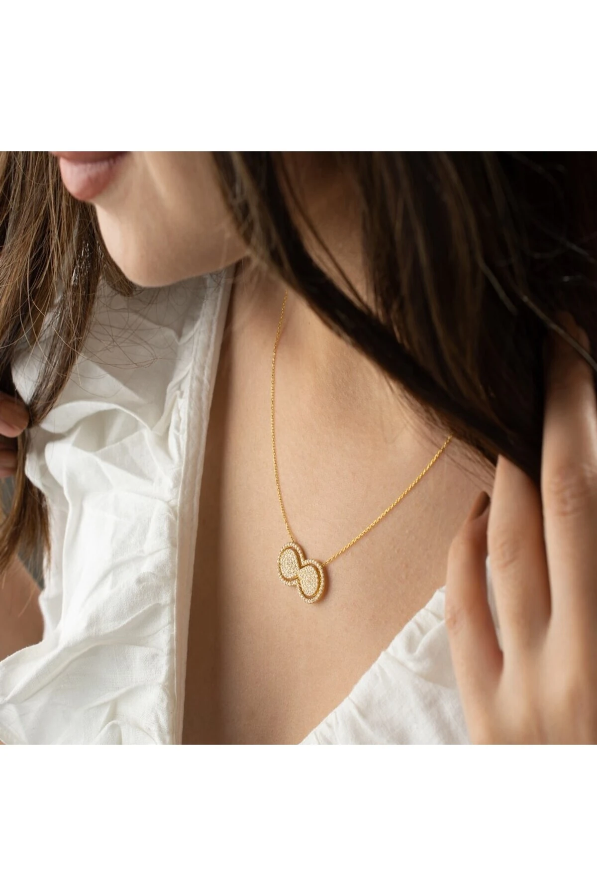 Gümüş Çift Taraflı Sonsuzluk Dönence Kolye