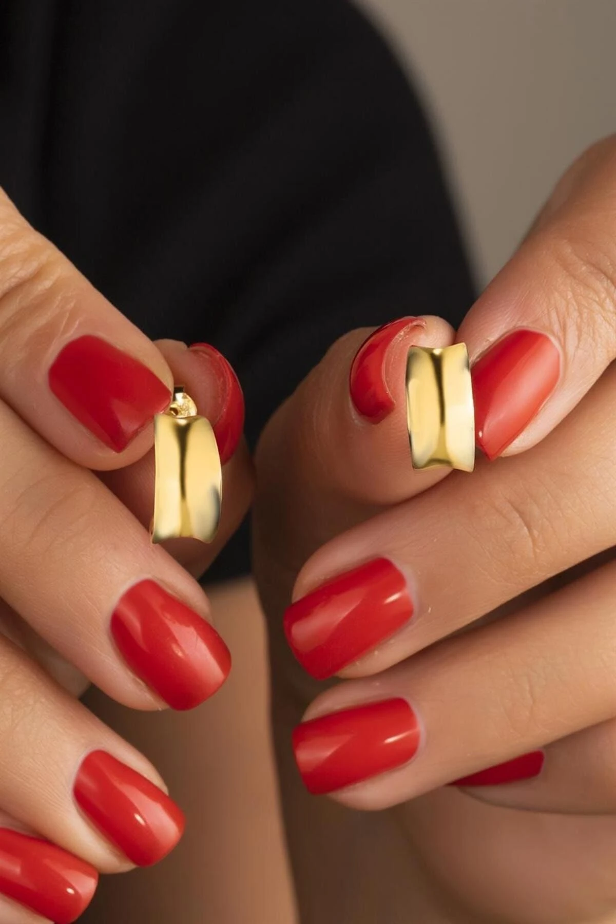 Gold Taşsız Halka Gümüş Küpe