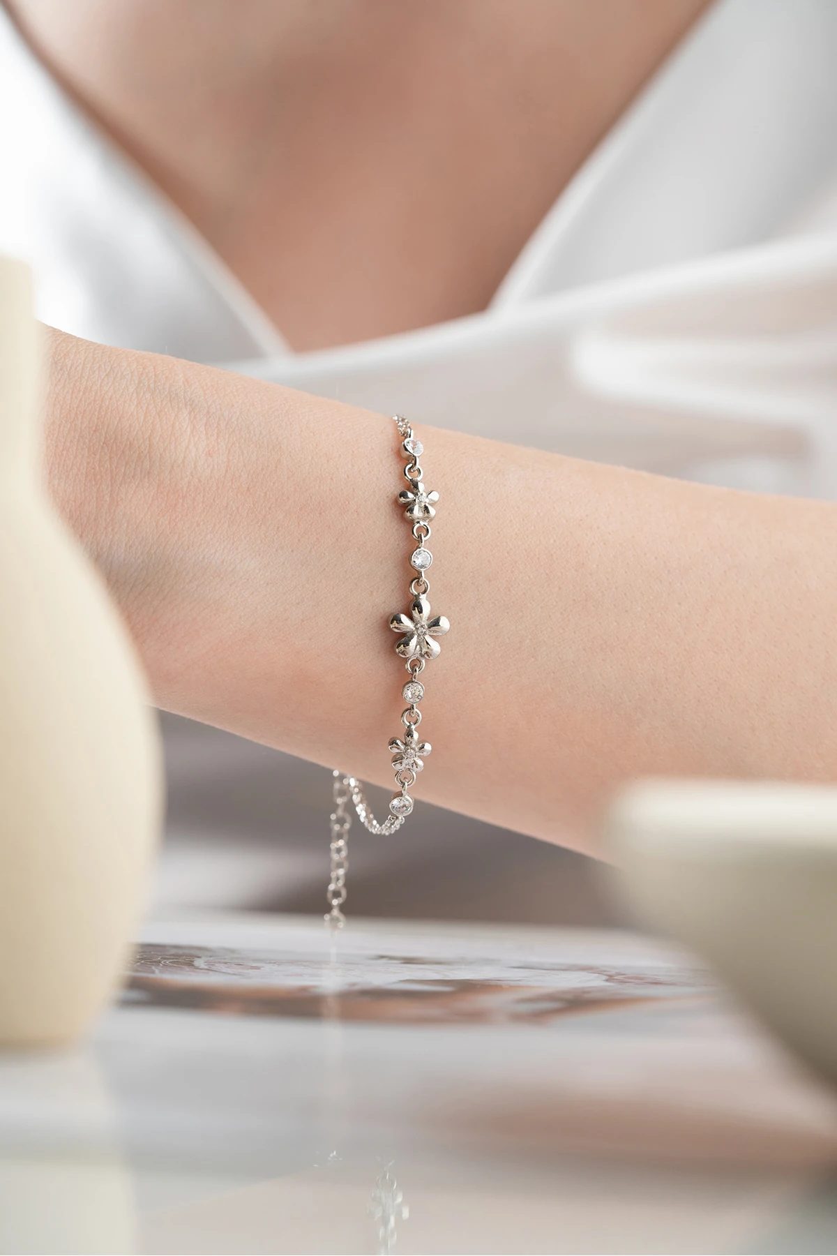 Gümüş Çiçek Bileklik