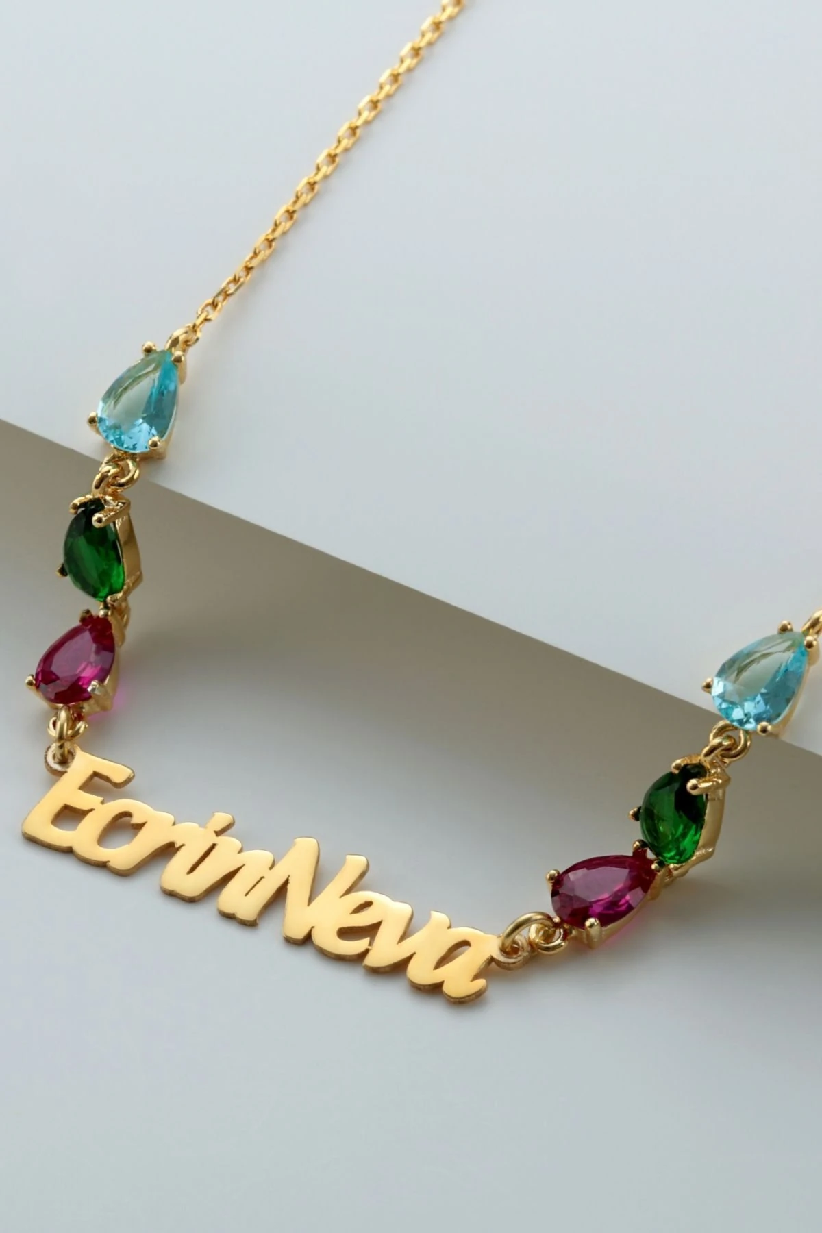 Gümüş Isimli Renkli Taş Kolye