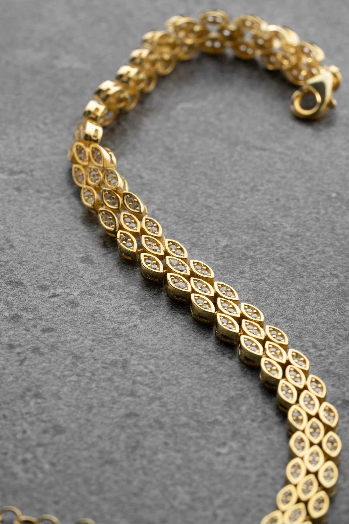 Gümüş Gold Zirkon Taşlı Bileklik