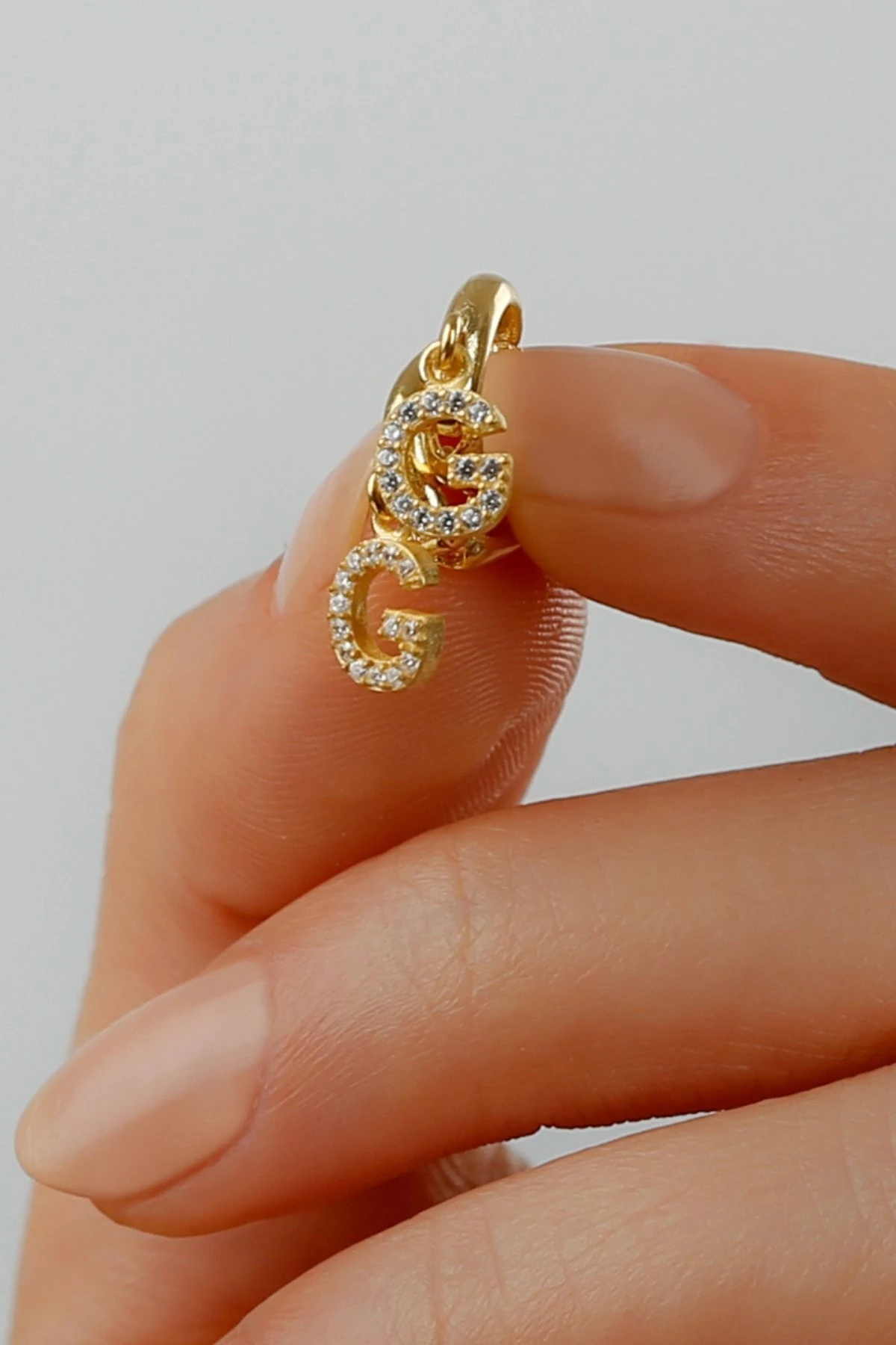 Gümüş Gold Kişiye Özel Harfli Küpe