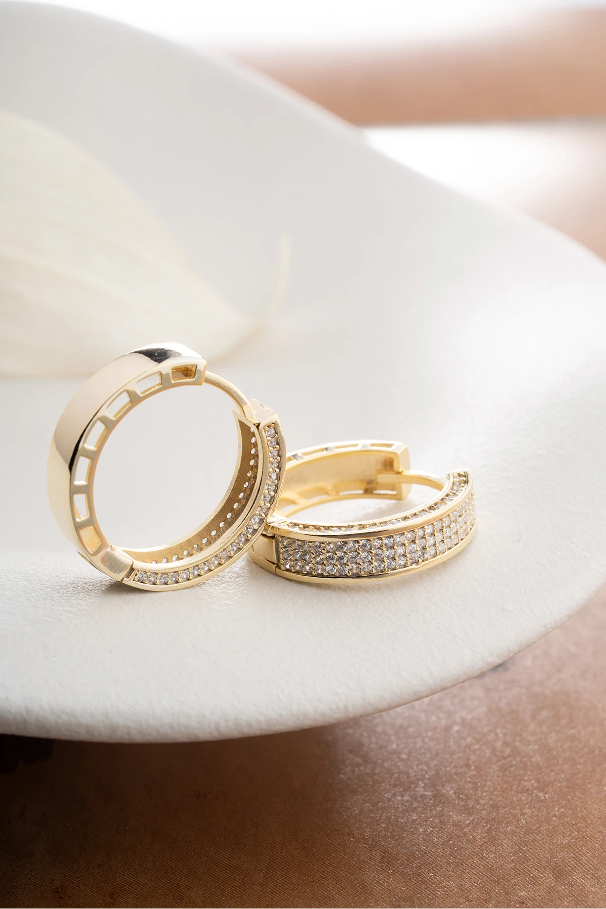 Gümüş Taşlı Halka Küpe