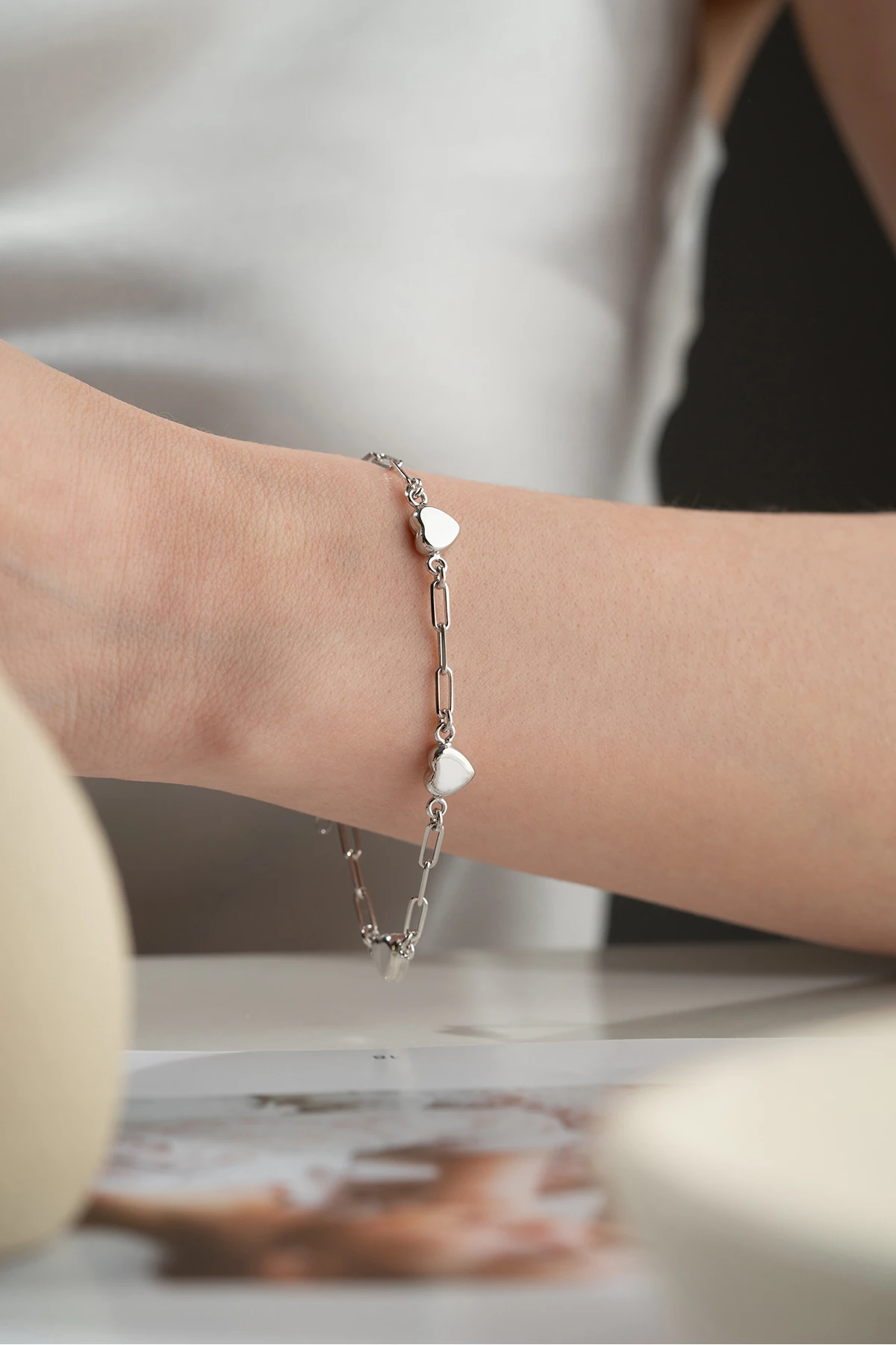 Gümüş Kalpli Bileklik