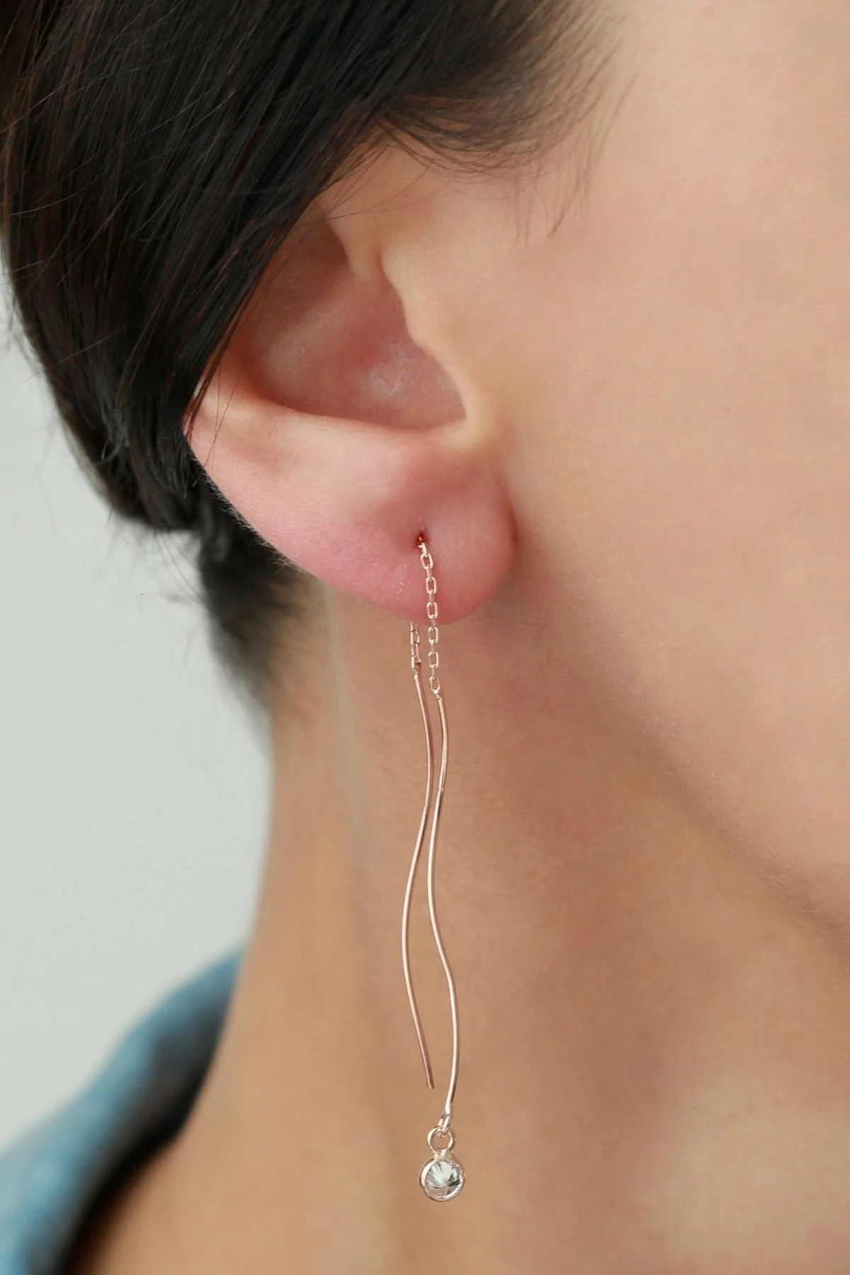 Gümüş Tektaşlı Askı Küpe