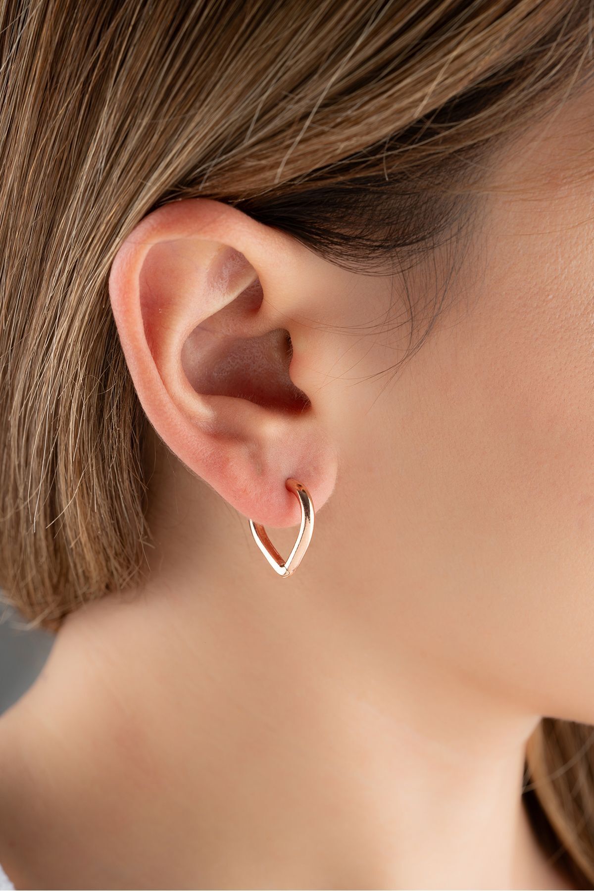 Gümüş Taşsız Kalp Küpe