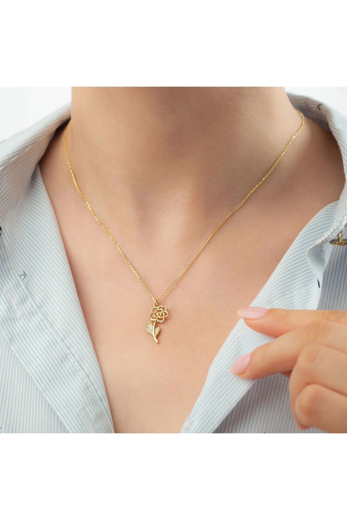 Gül Gold Gümüş Kolye