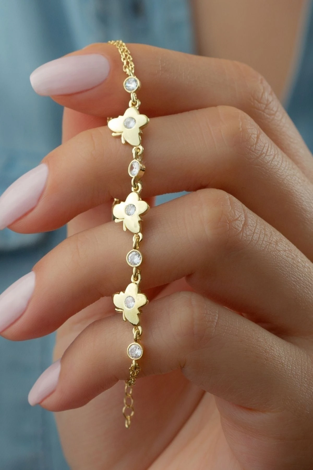 Gümüş Üçlü Kelebek Bileklik