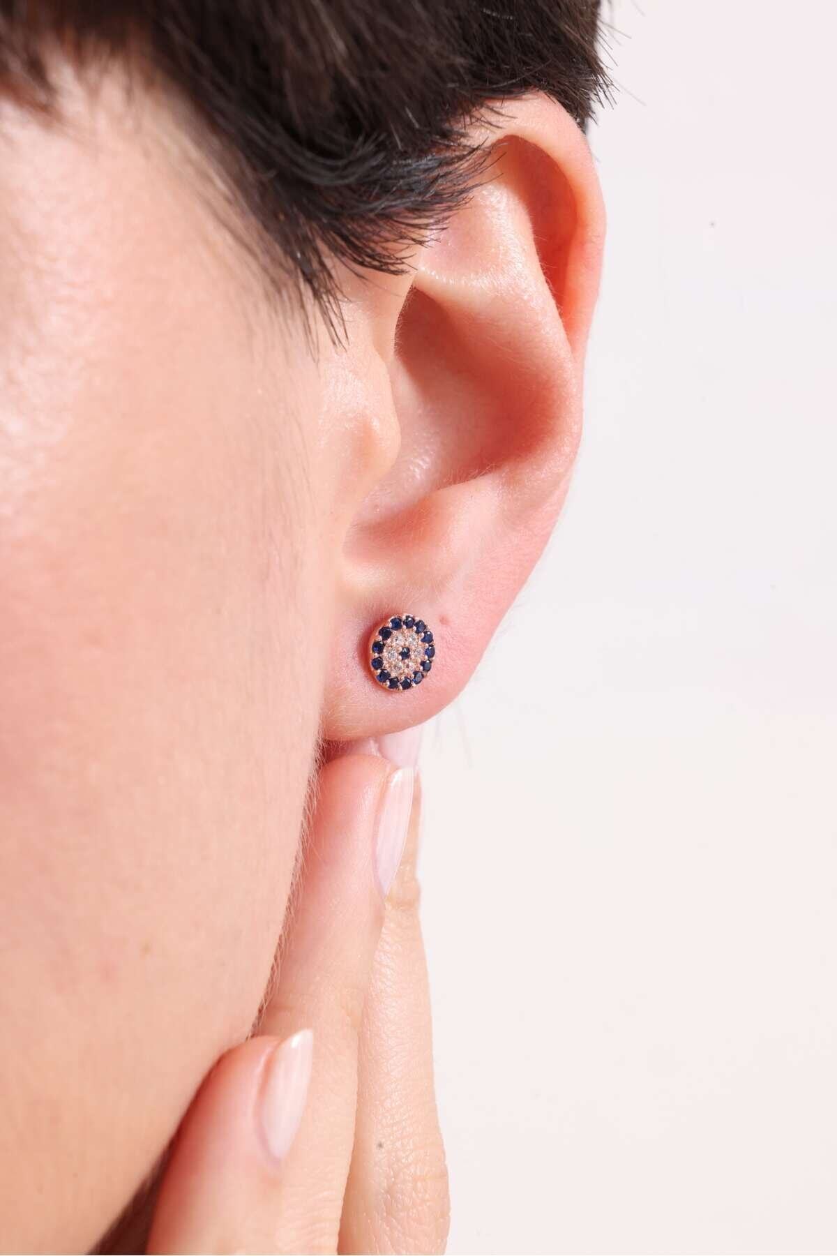 Gümüş Minik Nazar Küpe