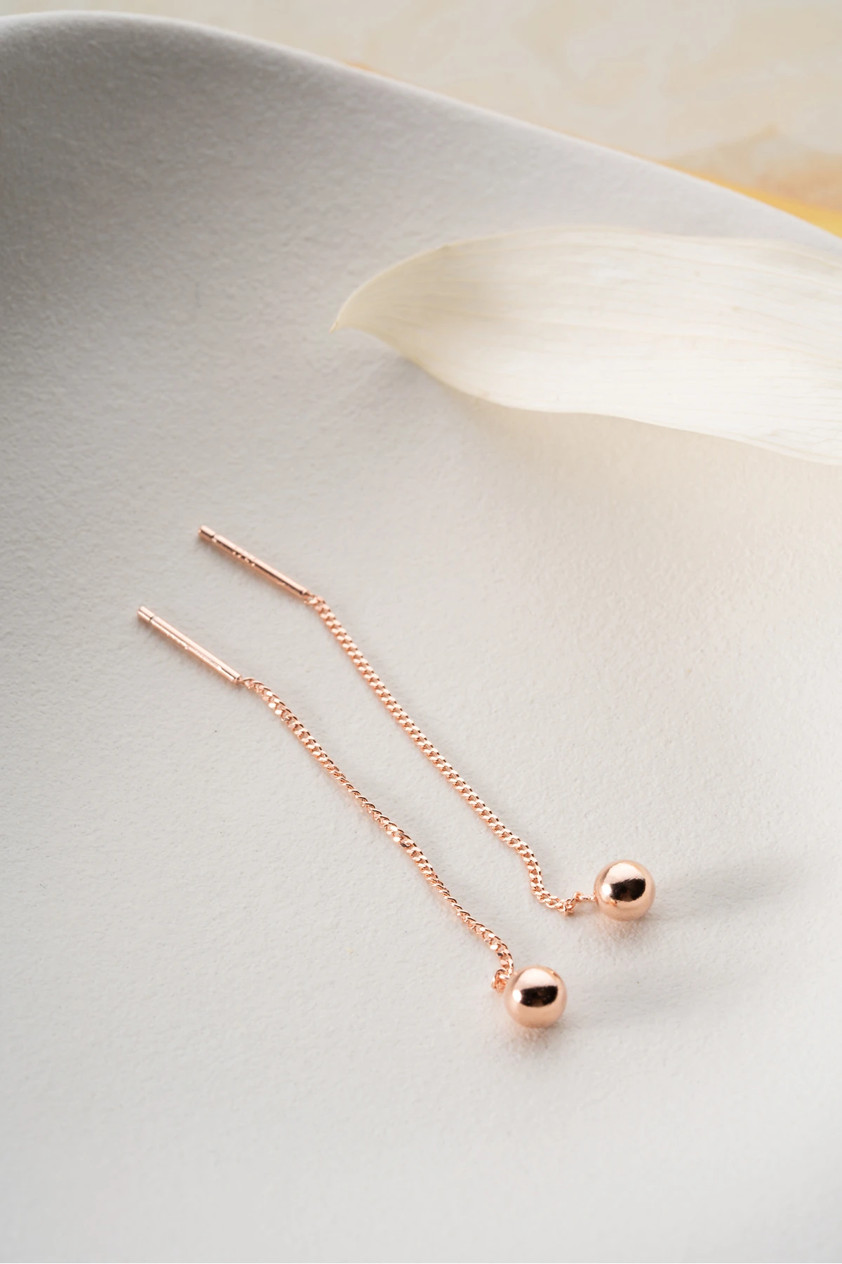 Gümüş Top Zincir Küpe