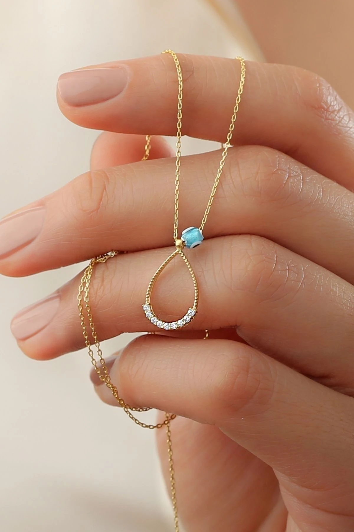 Nazar Boncuklu Damla Kolye