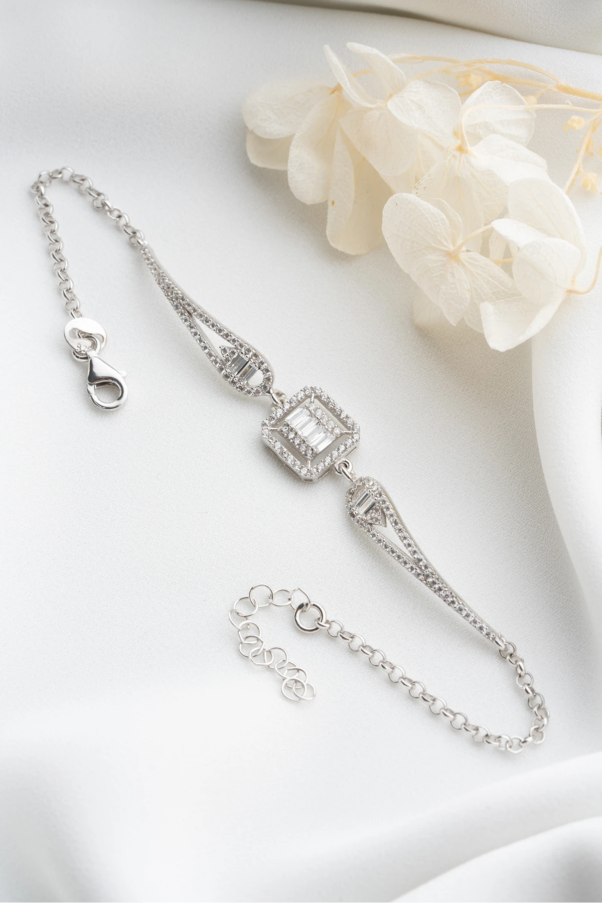 Gümüş Baget Tektaş Bileklik