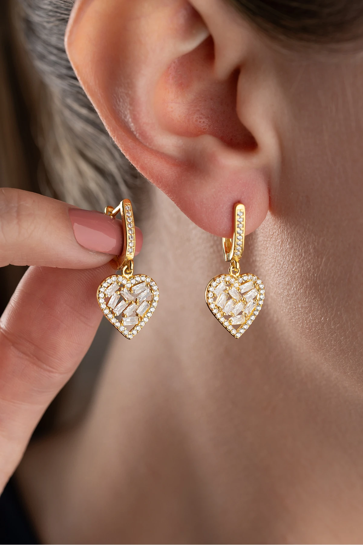 Gümüş Kalp Baget Küpe