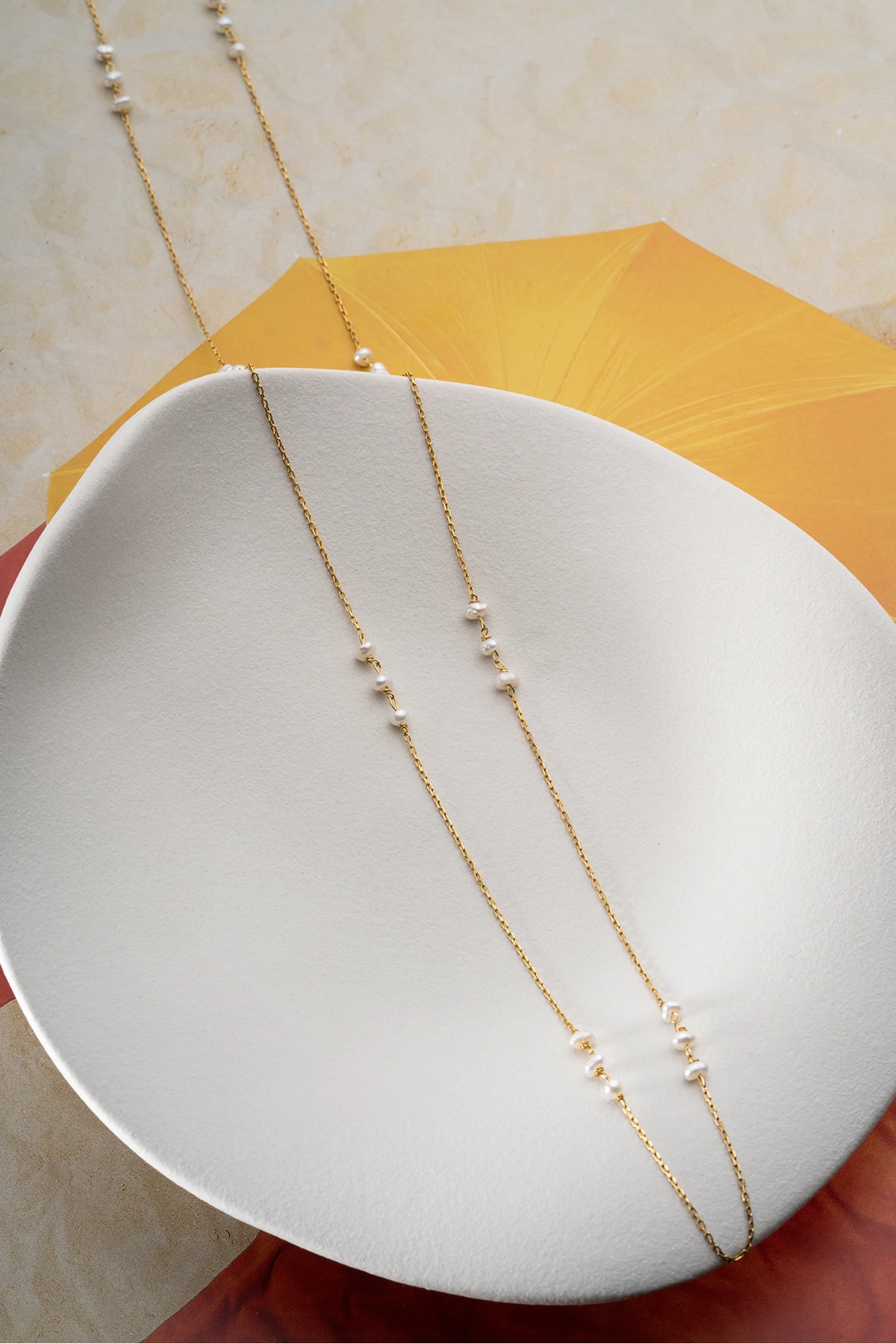 Gümüş İncili Zincir Kolye