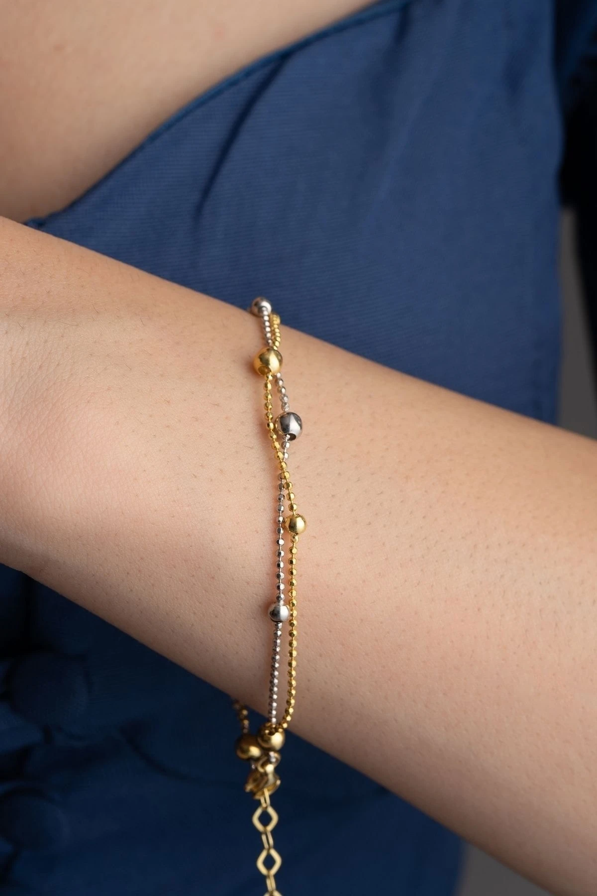 Gümüş Çift Renk Dorika Bileklik