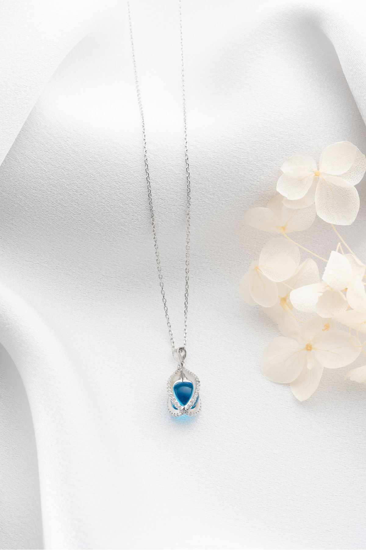 Gümüş Mavi Dönence Kolye