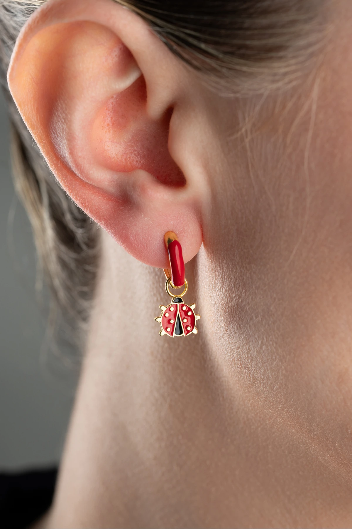 Gümüş Uğur Böceği Çocuk Küpe