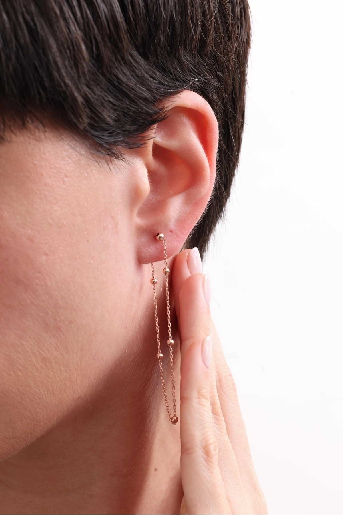 Gümüş Zincirli Toplu Küpe