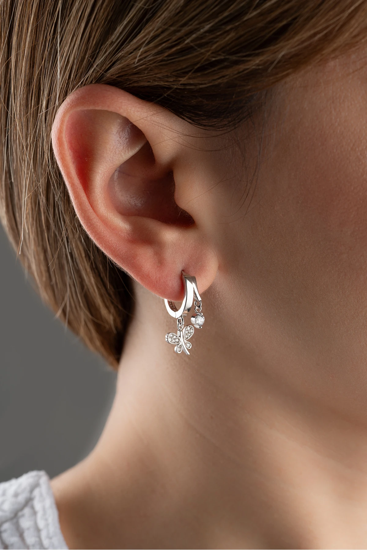 Gümüş Çift Yusufçuk Taşlı Küpe