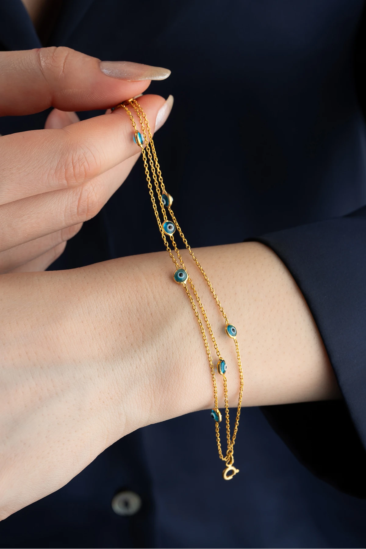 Gümüş Nazarlı Bileklik