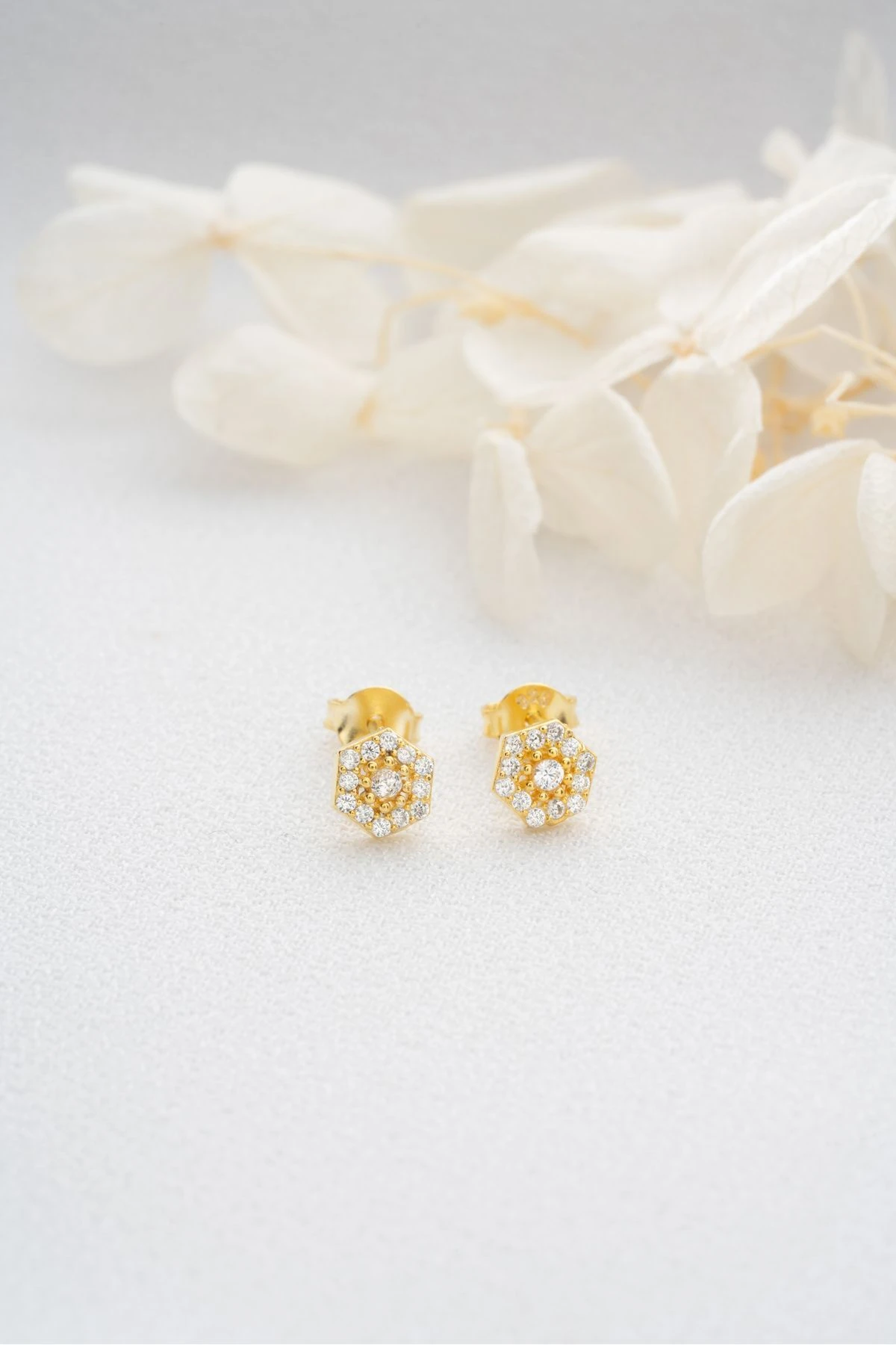 Gümüş Taşlı Minik Çivili Küpe