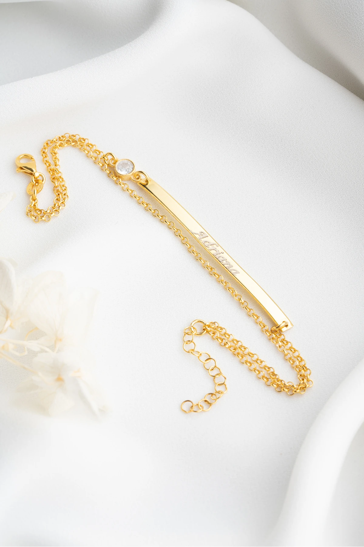 Gümüş Gold İsimli Tektaş Bileklik