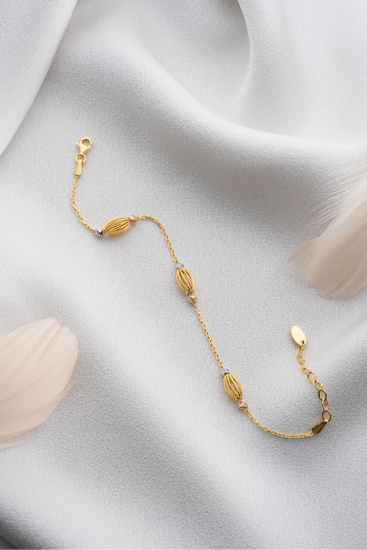 Gümüş Gold Oval Kafes Dorika Bileklik