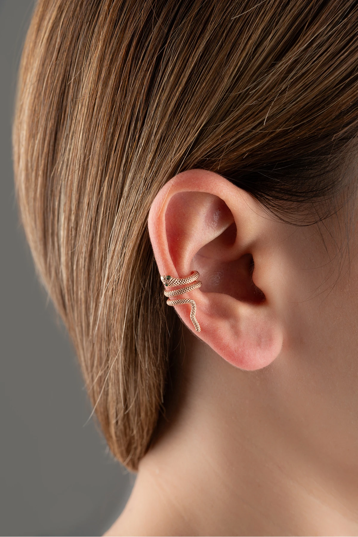 Gümüş Rose Yılan Kıkırdak Küpe