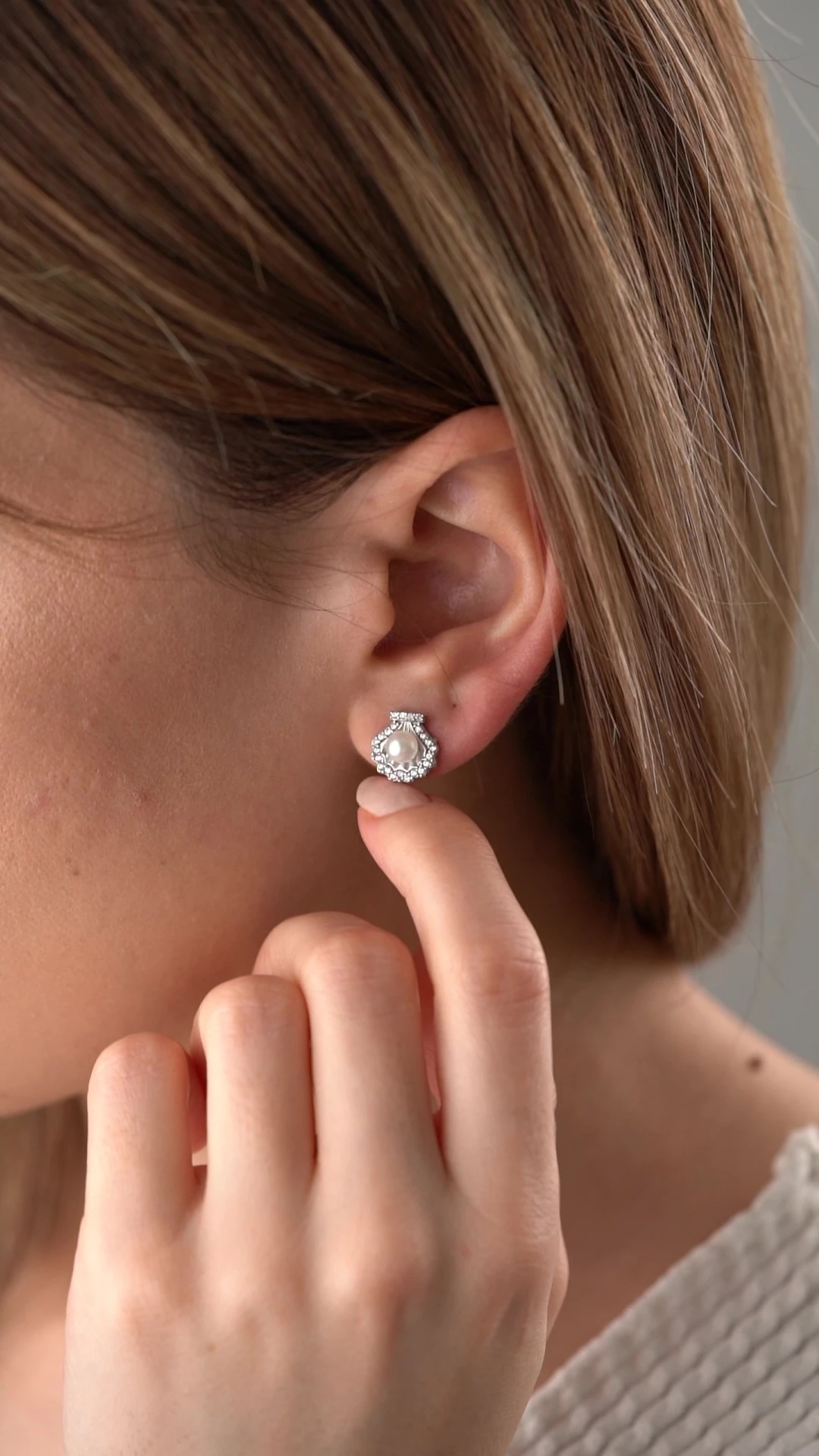 Gümüş İncili Küpe