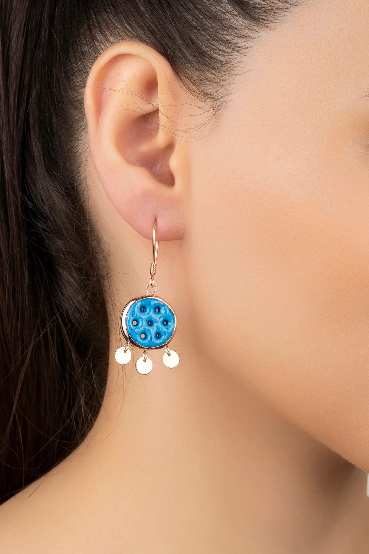 Gümüş Süryani Gözü Yuvarlak Küpe