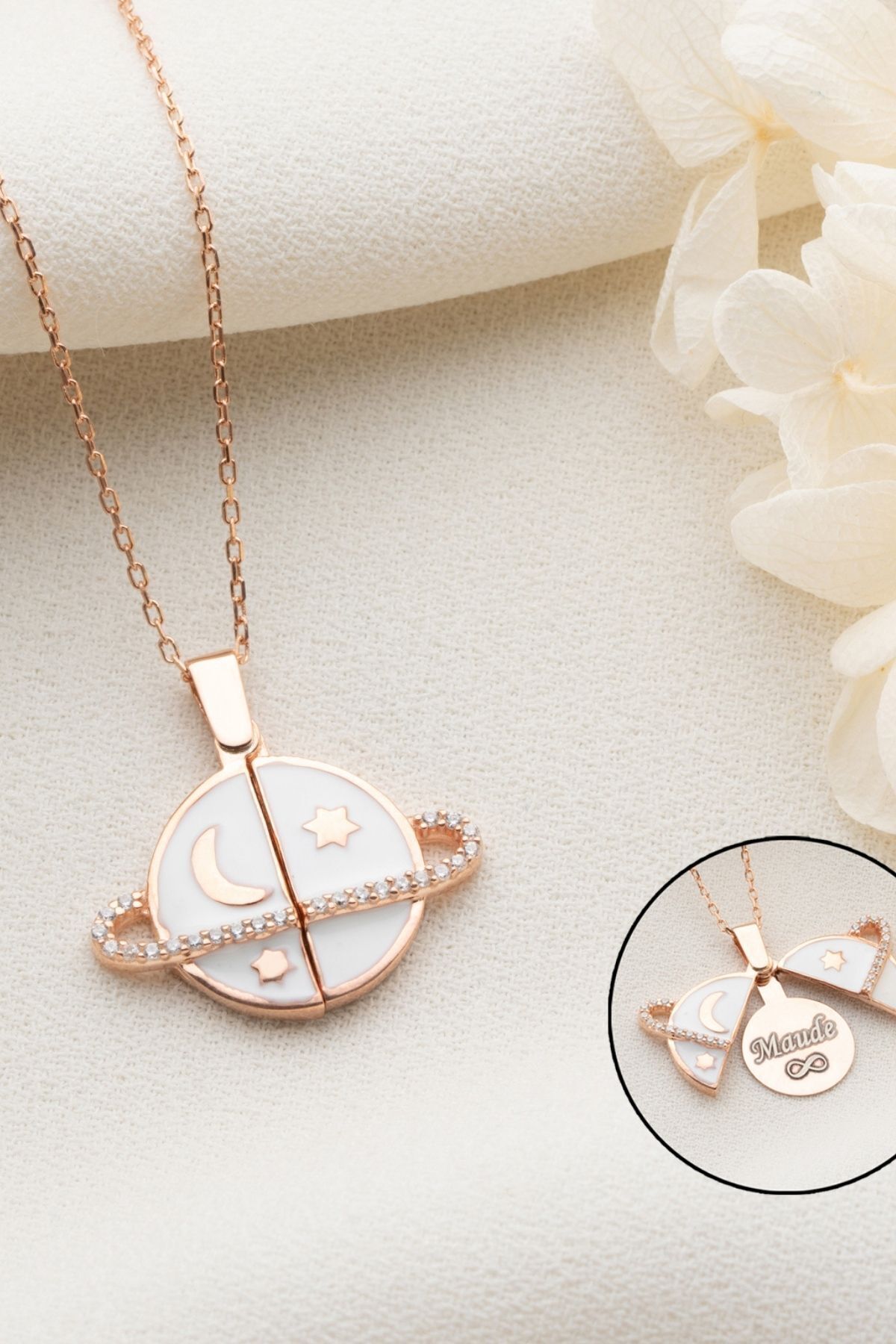 Gümüş Açılabilen İsimli Gezegen Kolye