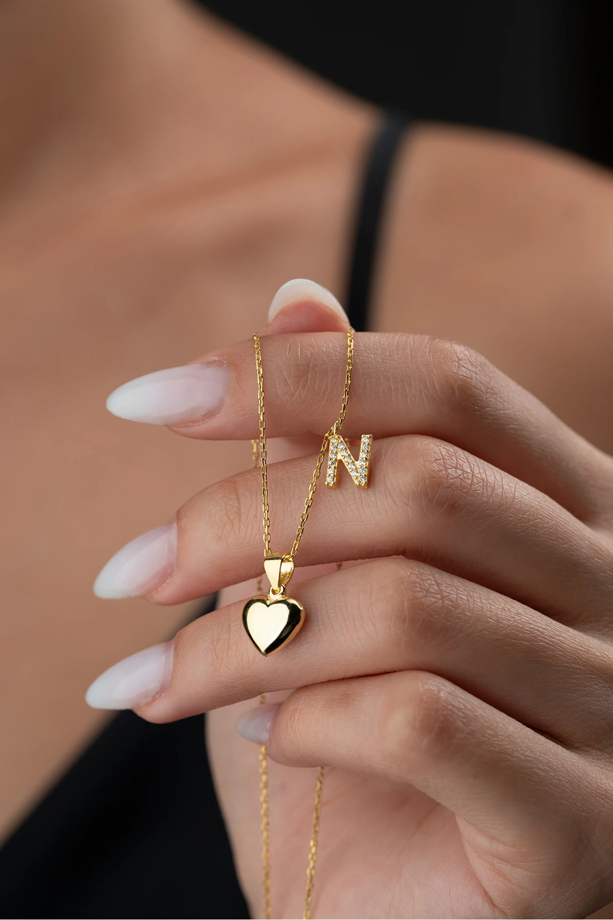 Gümüş Kalpli Harf Kolye