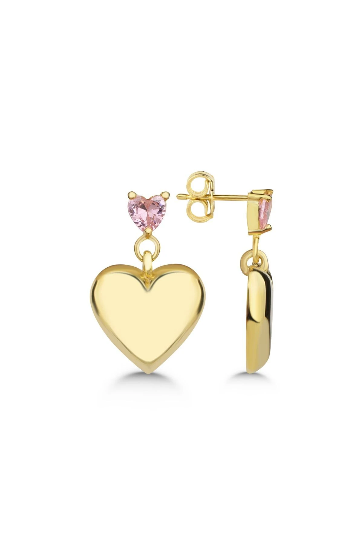 Gümüş Tektaş Kalpli Küpe