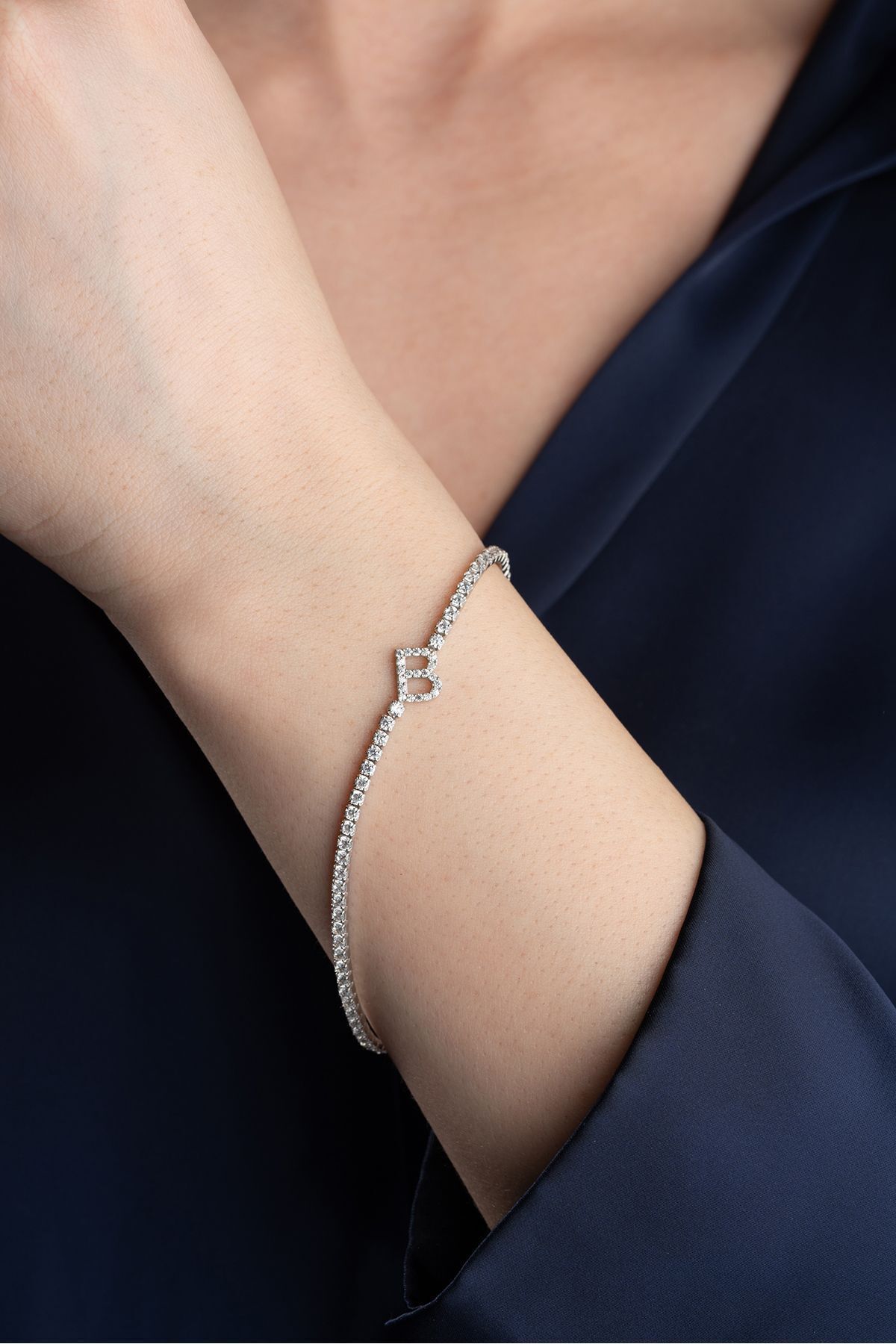 Gümüş Harf Su Yolu Bileklik