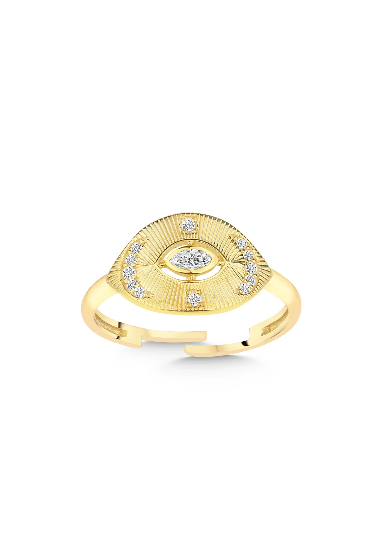 Gümüş Ayarlanabilir Şans Taşlı Yüzük