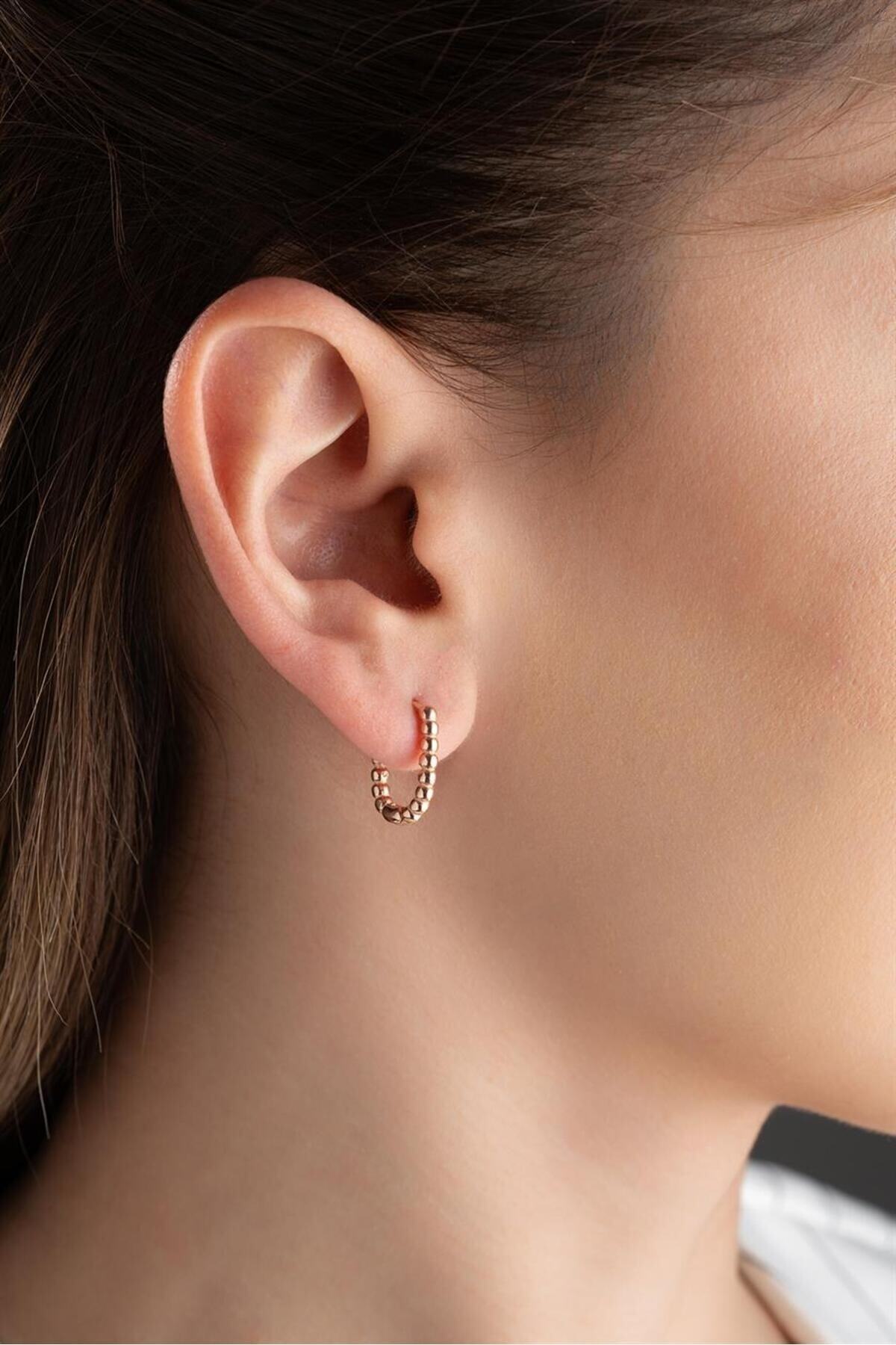 Rose Halka Gümüş Küpe