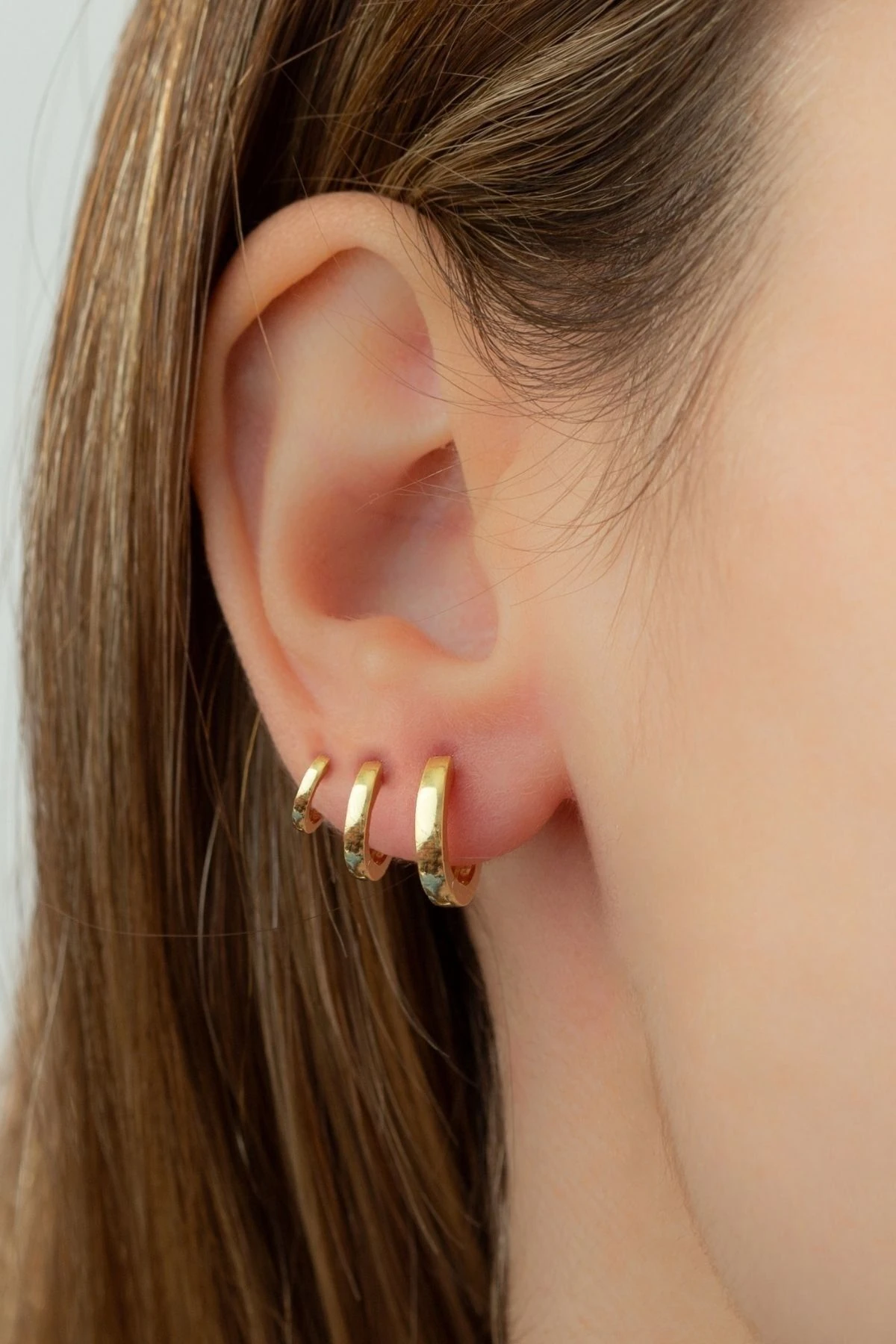 Gold Gümüş 3'lü Halka Set Küpe