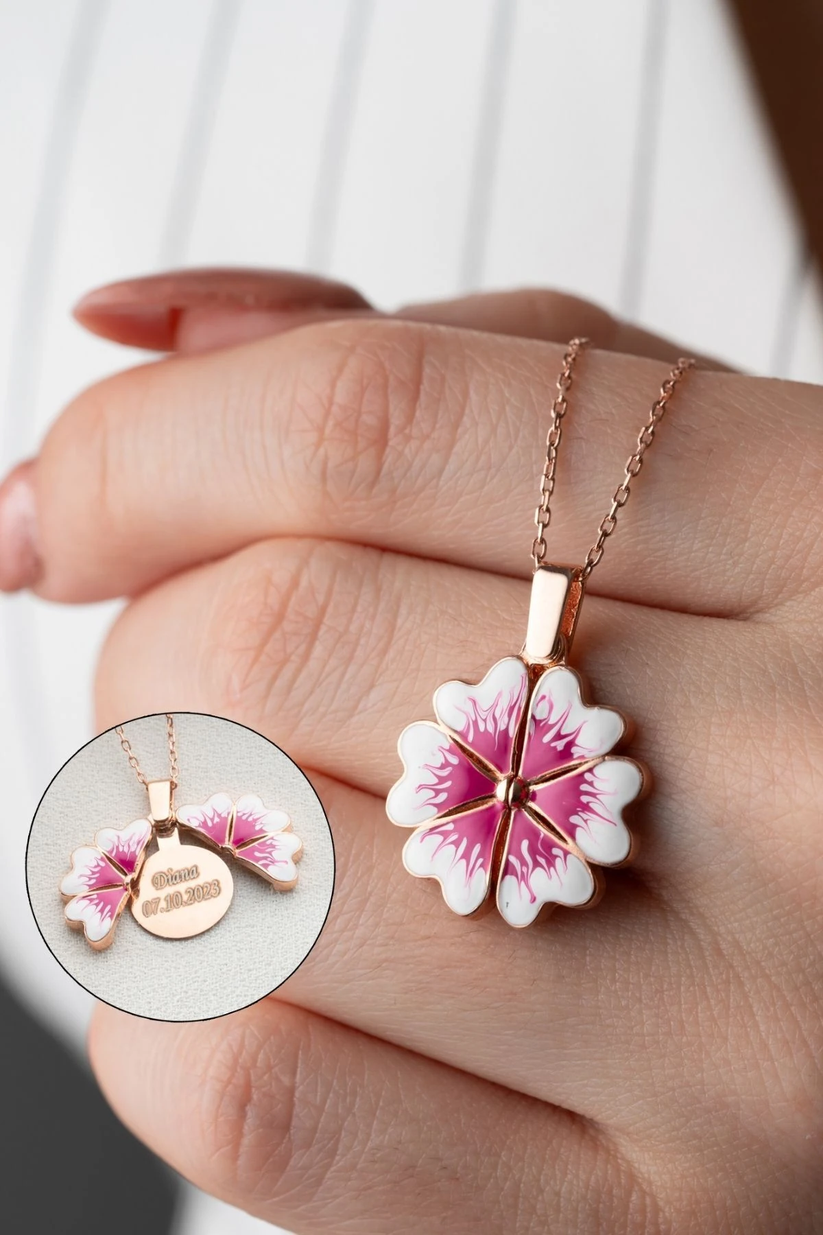 Gümüş Açılabilen İsimli Çiçek Kolye