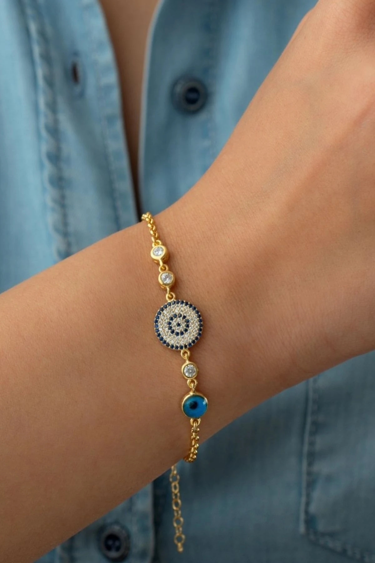 Gümüş Nazarlı Bileklik