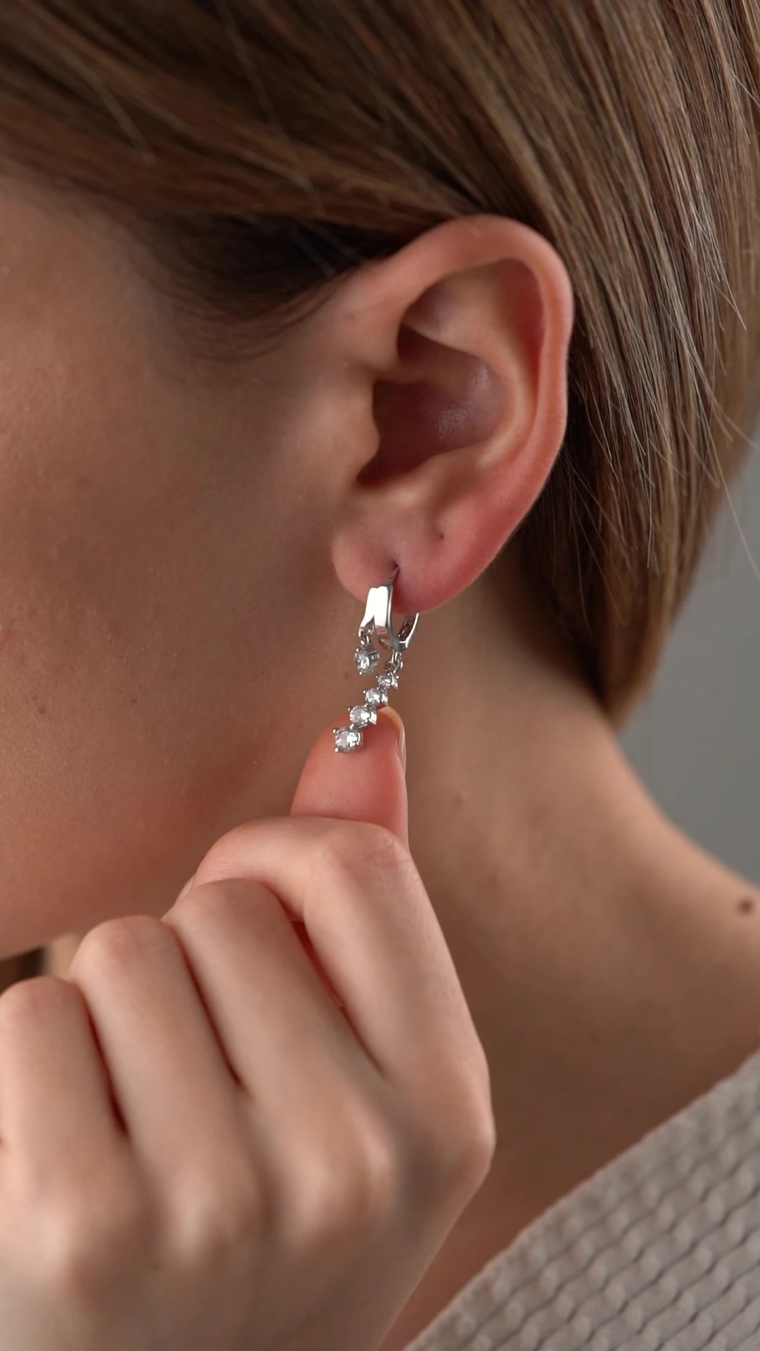 Gümüş Çift Trio Küpe