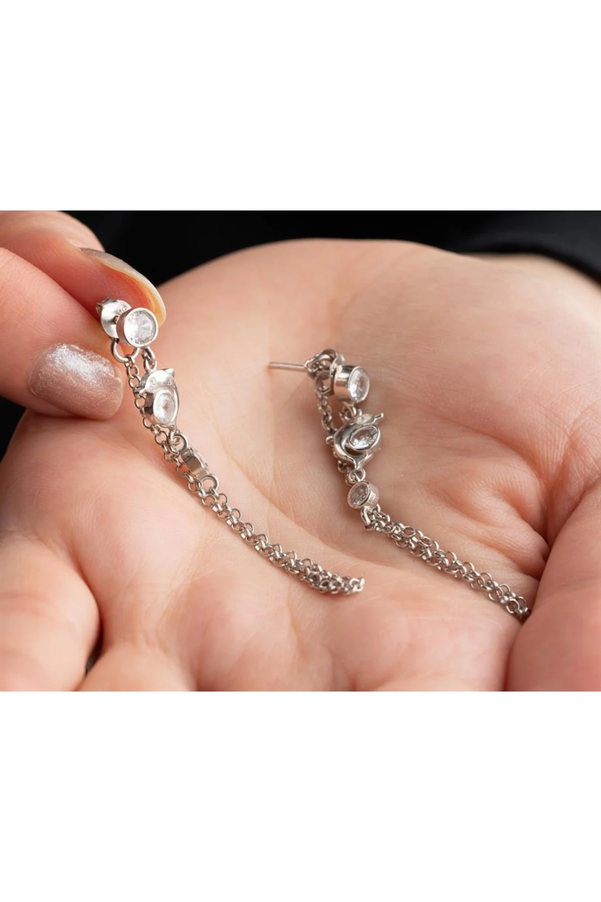 Gümüş Zincir Yunus Küpe