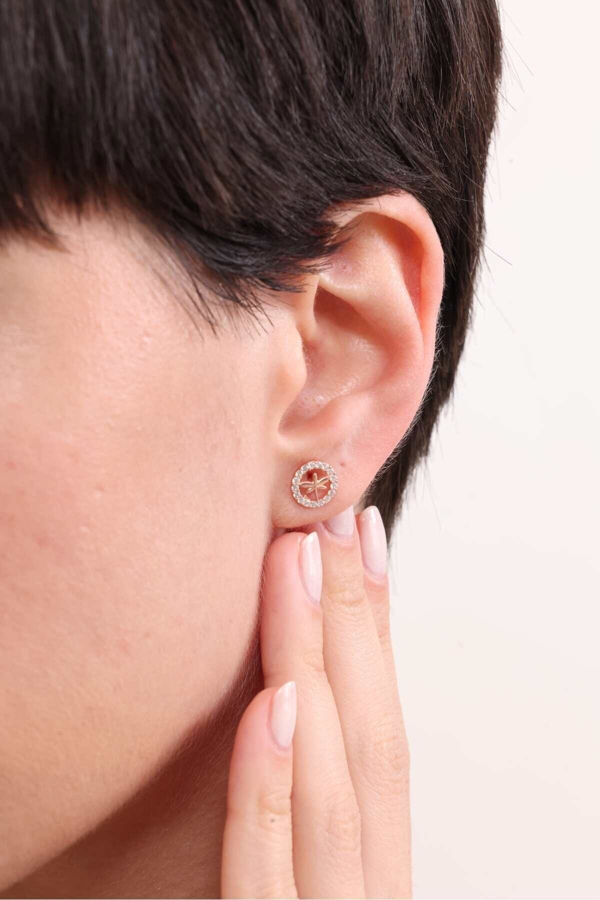 Gümüş Halka İçinde Taşlı Yusufçuk Minik Küpe