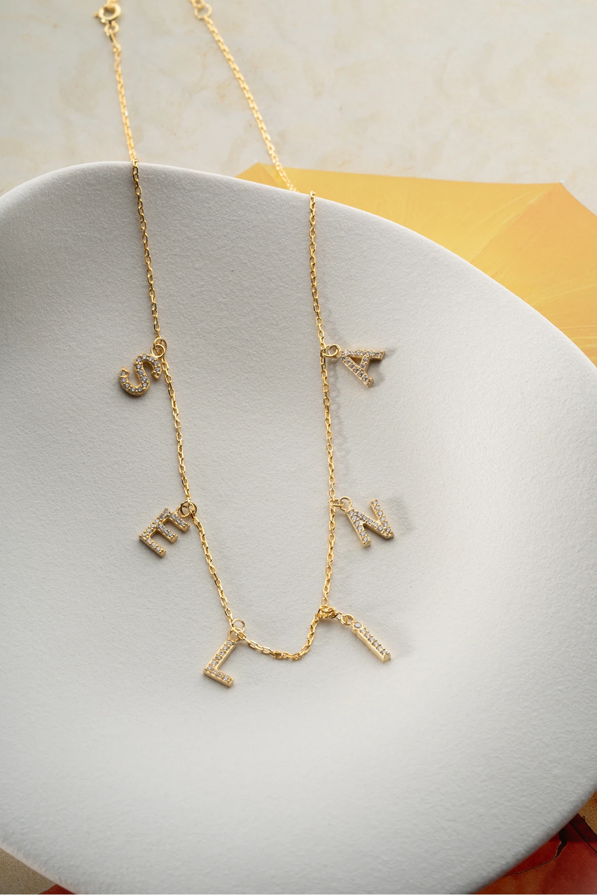 Gümüş Zirkon Taşlı İsimli Kolye