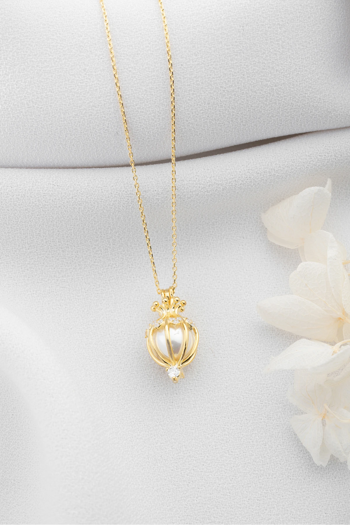 Gümüş Saklı İnci Kolye