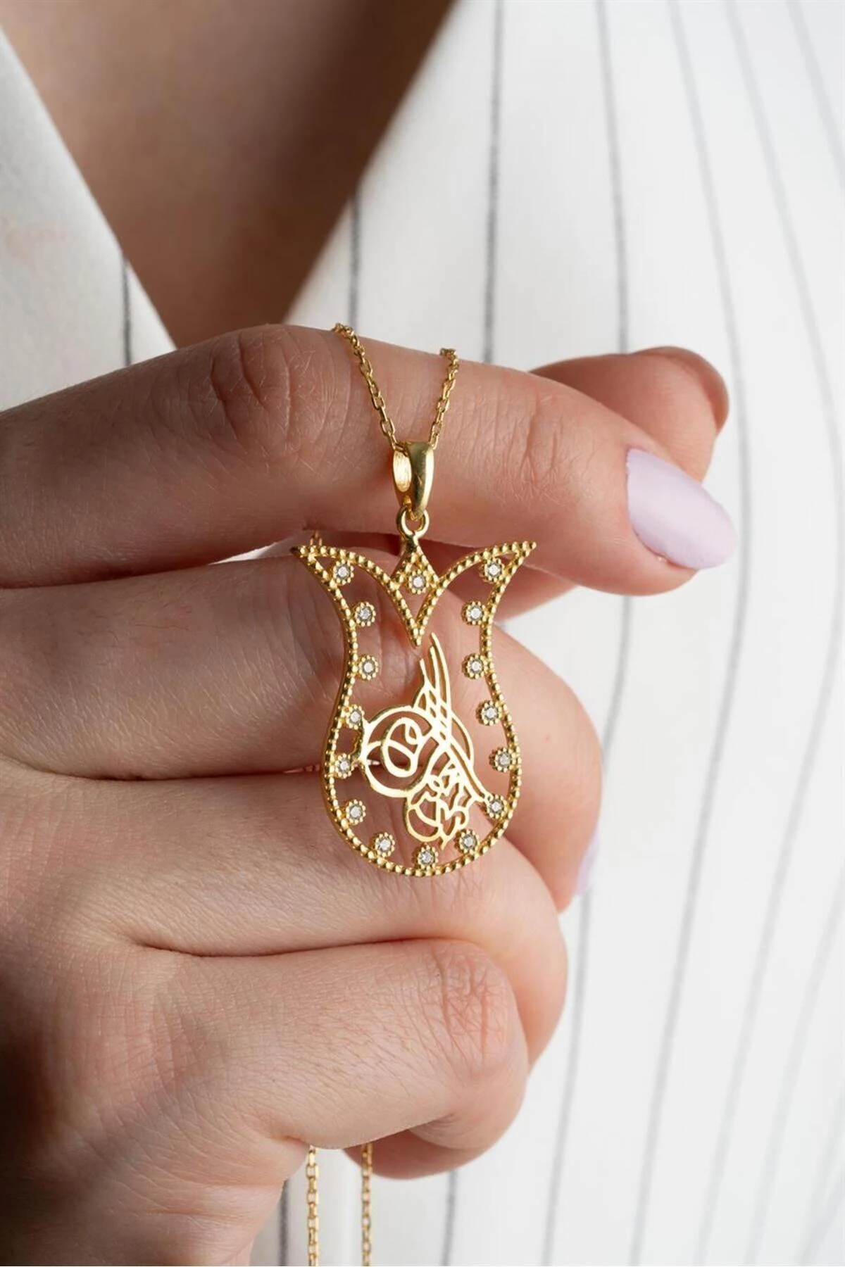 Tuğralı Lale Gümüş Kolye