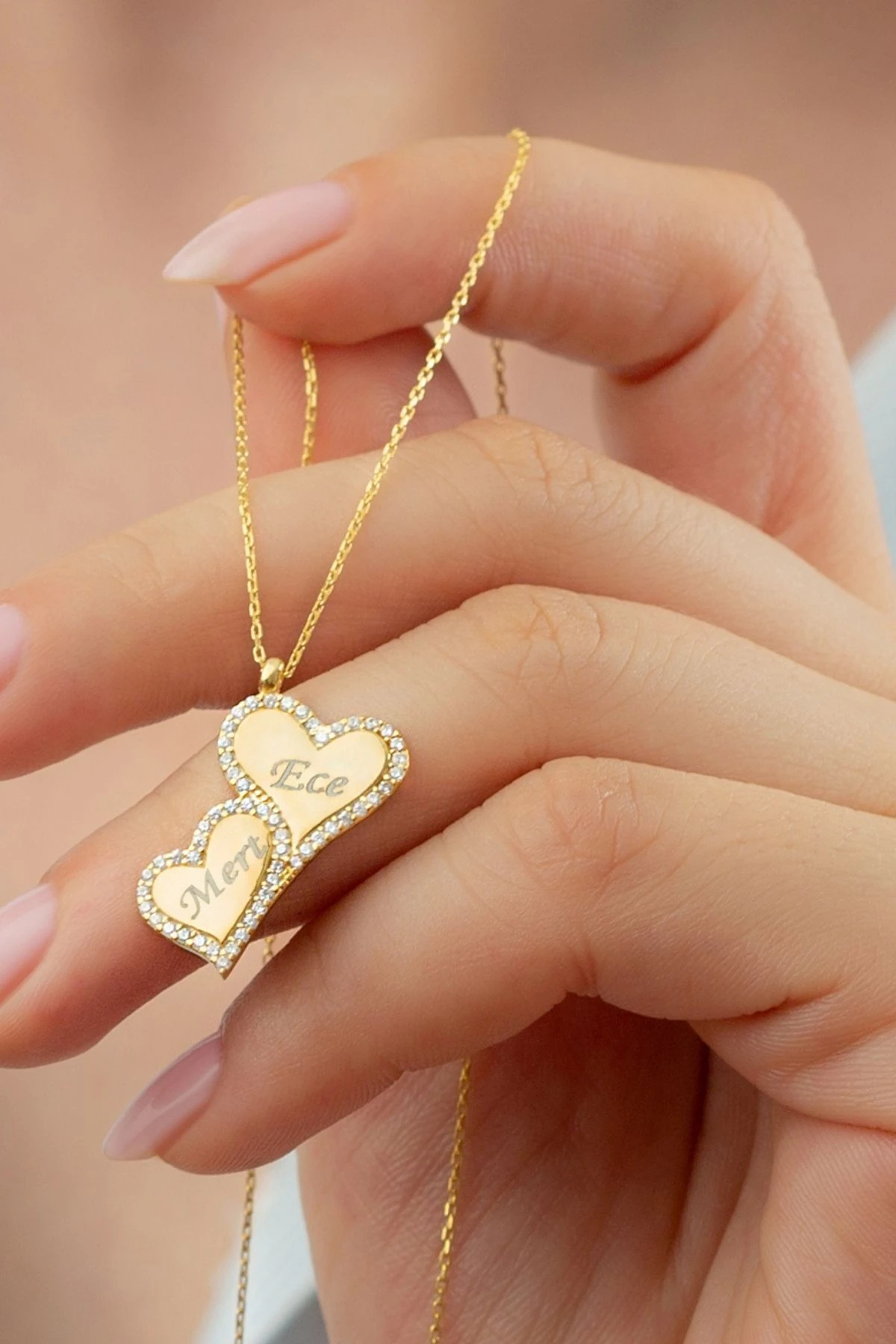 Gümüş Isimli Kalpli Kolye